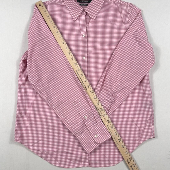 Lauren Ralph Lauren Pink Gingham Non Iron Button Down Shirt Size M - Picture 6 of 8